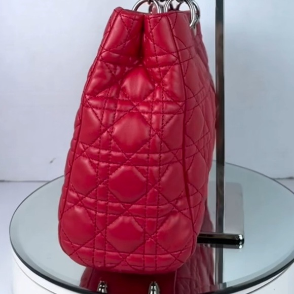 Lady Dior Shopper Tote Bag Lambskin Leather Cannage - Picture 6 of 11